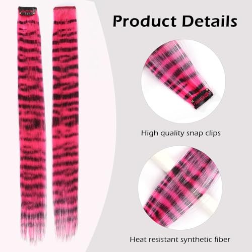 10pcs/pack Scene Hair Extensions Synthetic Clip in Leopard print Multicolor