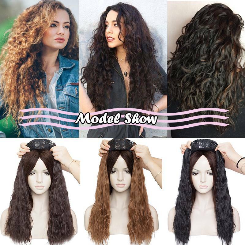 Real 100% Nautural Clip In Topper Hair Extension Thick As Human Long Straight US