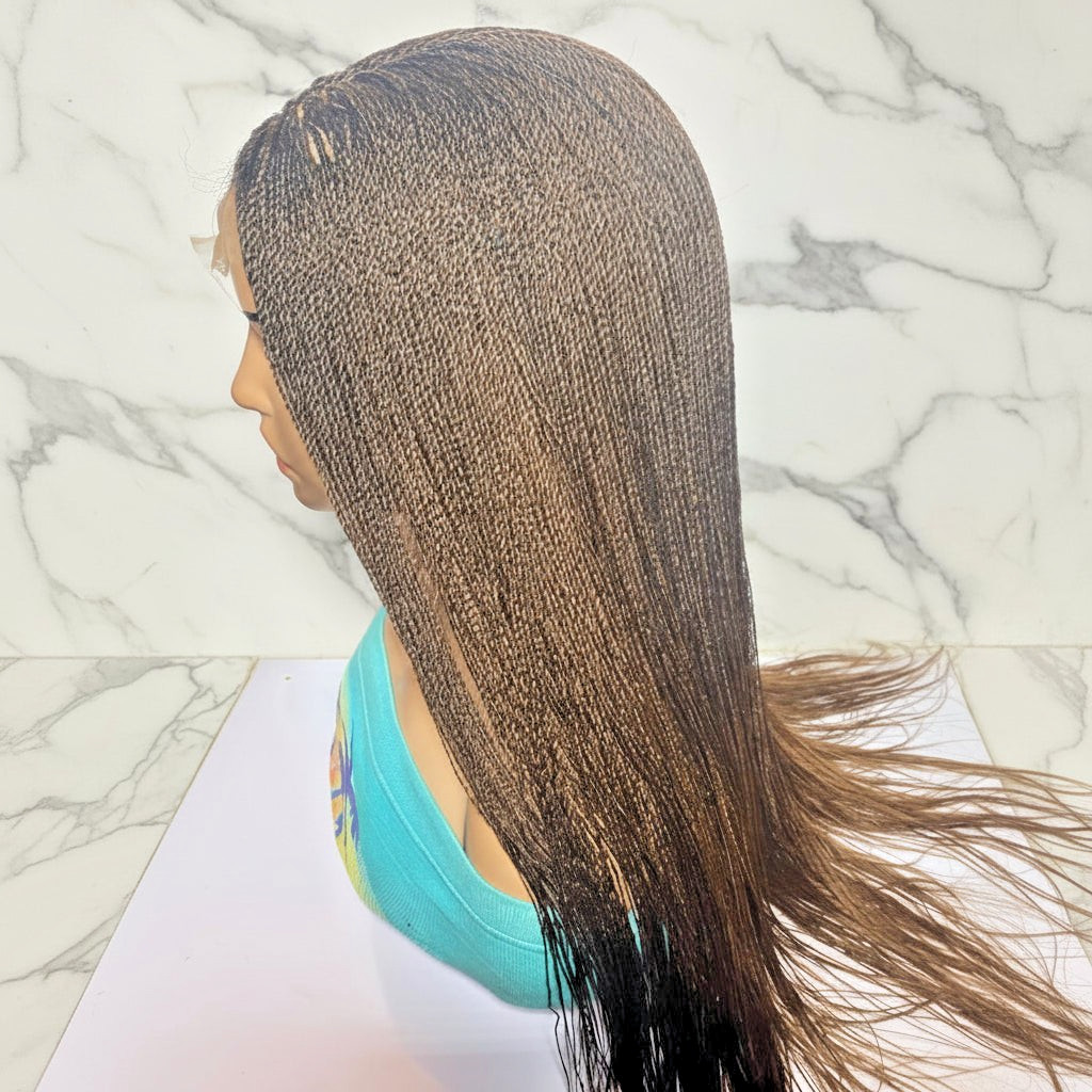 Micro Twist Braids. Frontal Lace Closure with Feather tips. Braided Wig