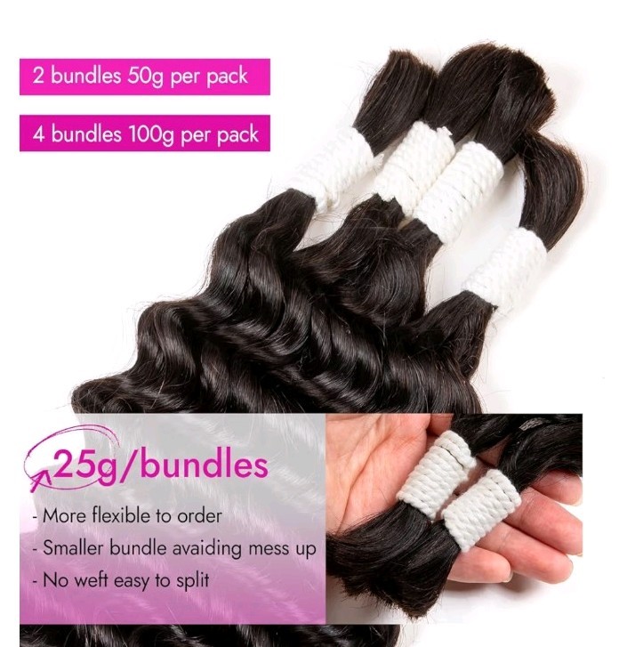 Deep Wave Human Hair Extensions Bohemian 16-28in No Tangle Smooth 25g Bundles
