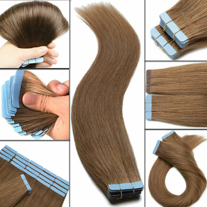 Invisible Adhesive Tape in Skin Weft Remy Brazilian Human Hair Extensions 20-40p