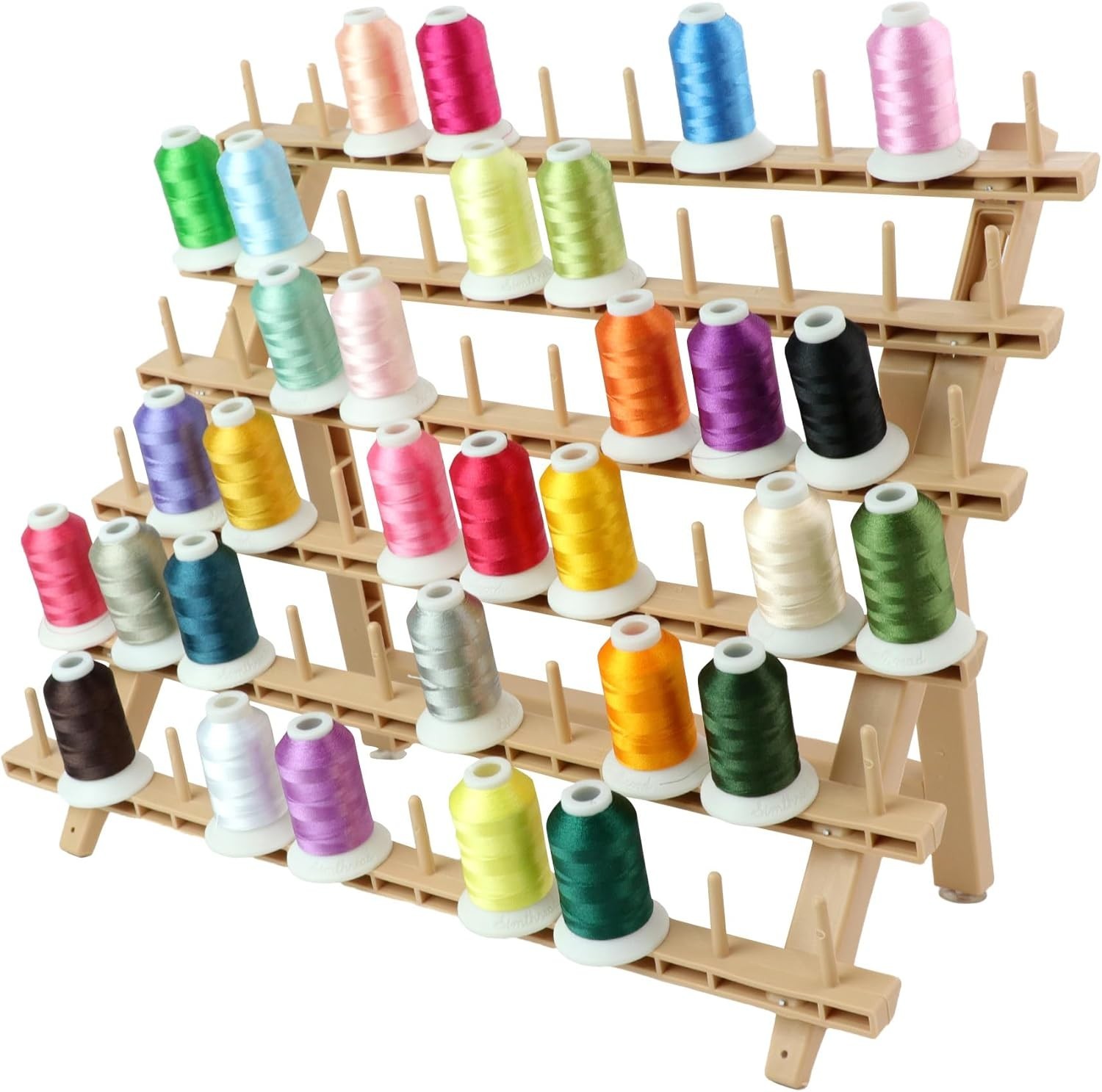 Laflare Braid Rack 60 Spools Braiding Hair Stand Thread Rack (WOOD/PINK/PURPLE)