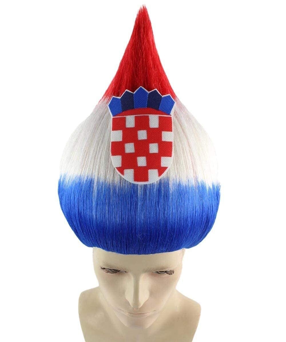 HPO Flagwigs Adult Unisex Serbia Flag Troll Wigs,Perfect for Cosplay HM-797A