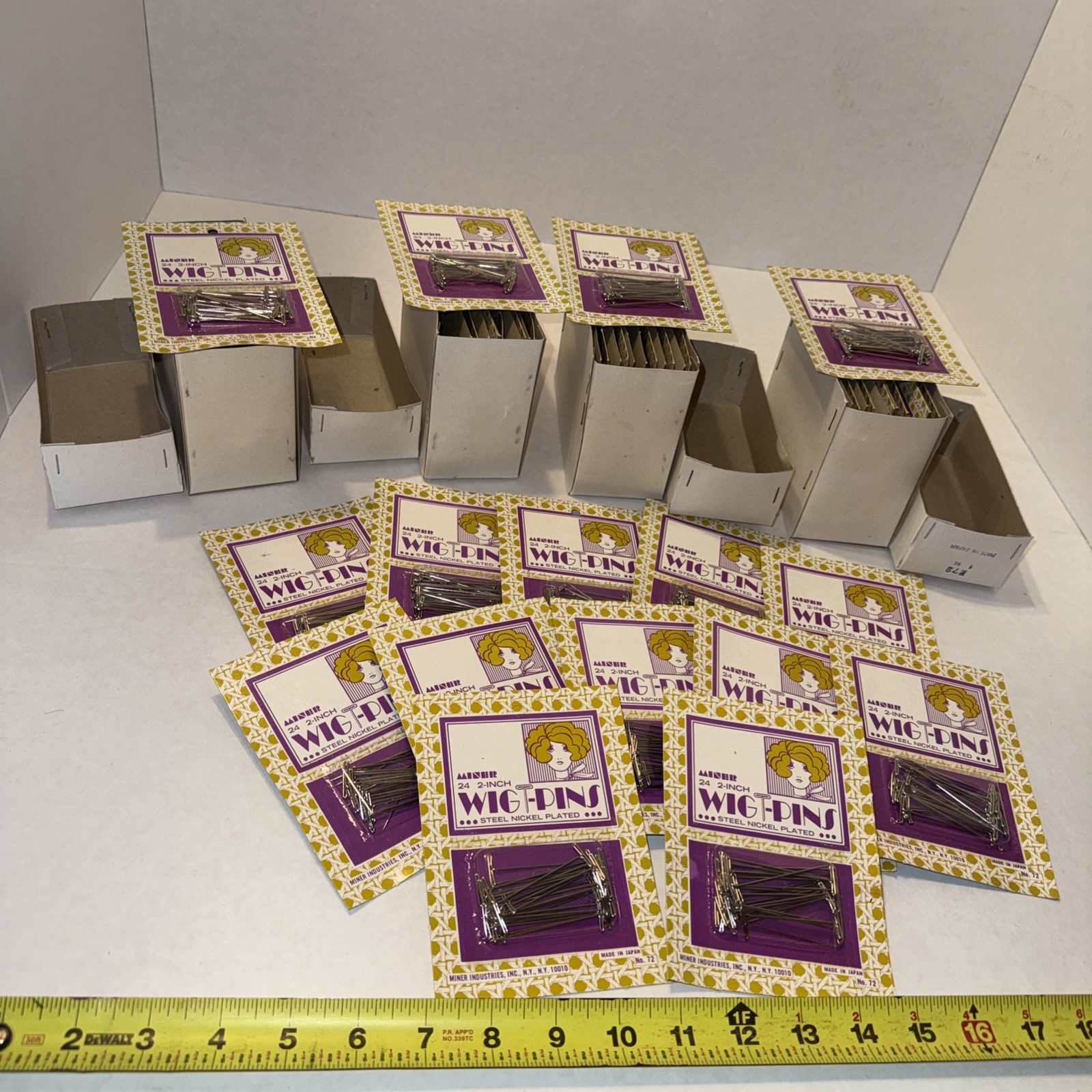 Vintage Wig T-pins 4 Boxes 12 Packs Per Box, 24 T Pins Per Pack 1000+ 2Inch Pins