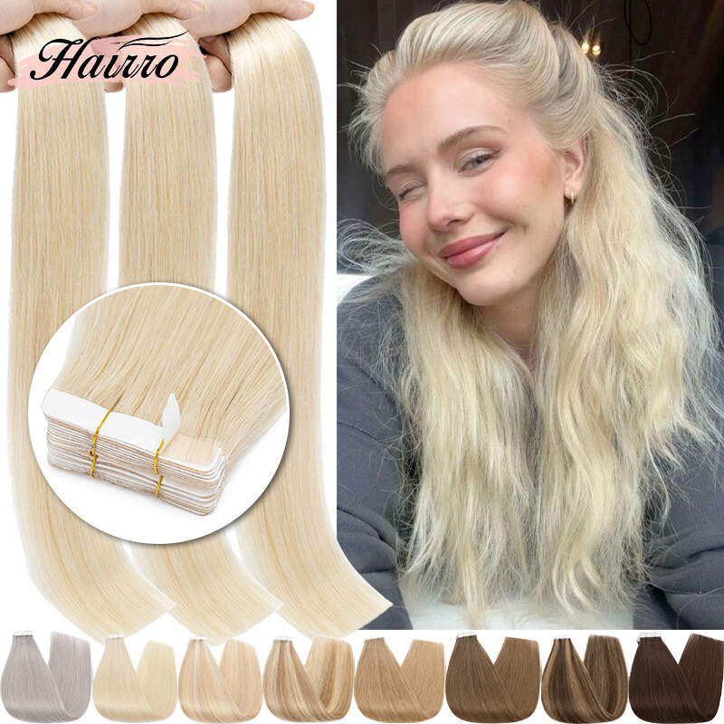 Double Drawn Glue Tape In Human Hair Extensions 100% Remy Seamless Skin Weft