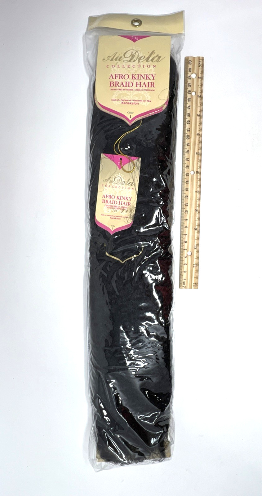 Au Dela Collection Afro Kinky Braid Hair, Kanekalon, Color 1, 70g