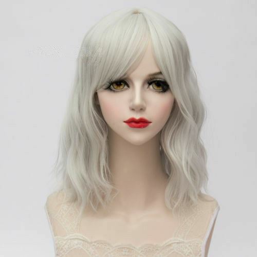 35CM Blonde/Orange/Light Pink/Sliver White Curly Lolita Cosplay Wig Halloween