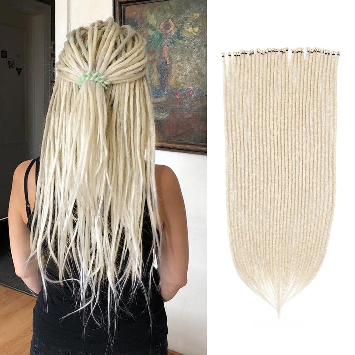 24 inch 30 pcs Dreadlock Extensions, Single Ended Thin 0.6cm Brownish Blonde …