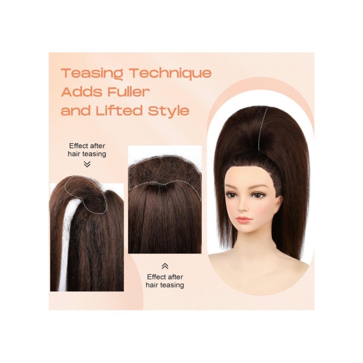 SEIKEA 18in Straight Cheer Ponytail Hair Piece Brown Extension Dance Pom