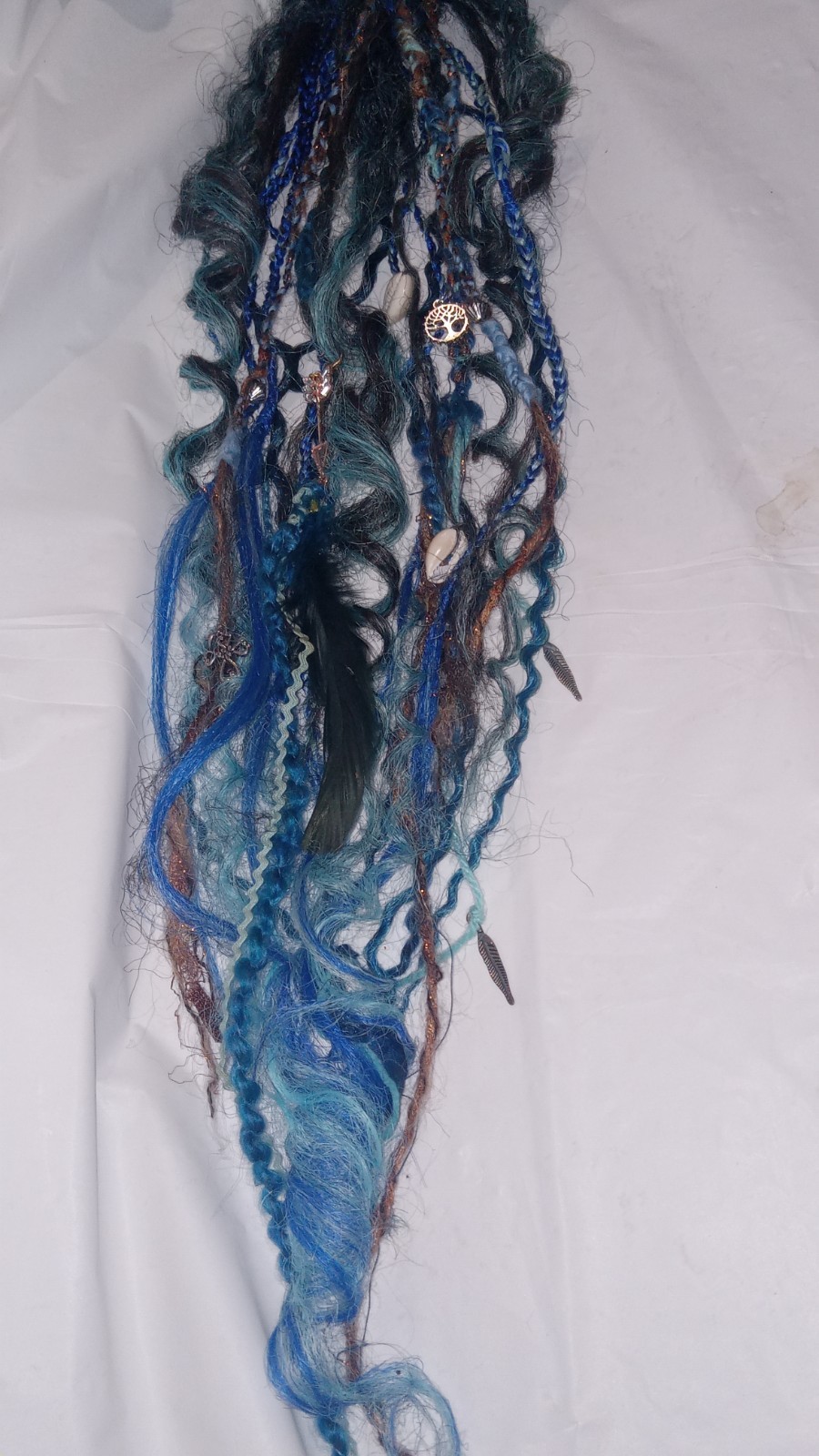 Handmade locs Extensions accent Black BLUE Braids curly gothic rave hair accesso