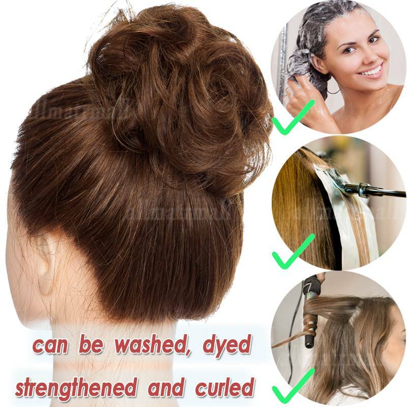 Messy Curly/Straight Bun Hairpiece 100% Remy Human Hair Piece Chignon Scrunchie