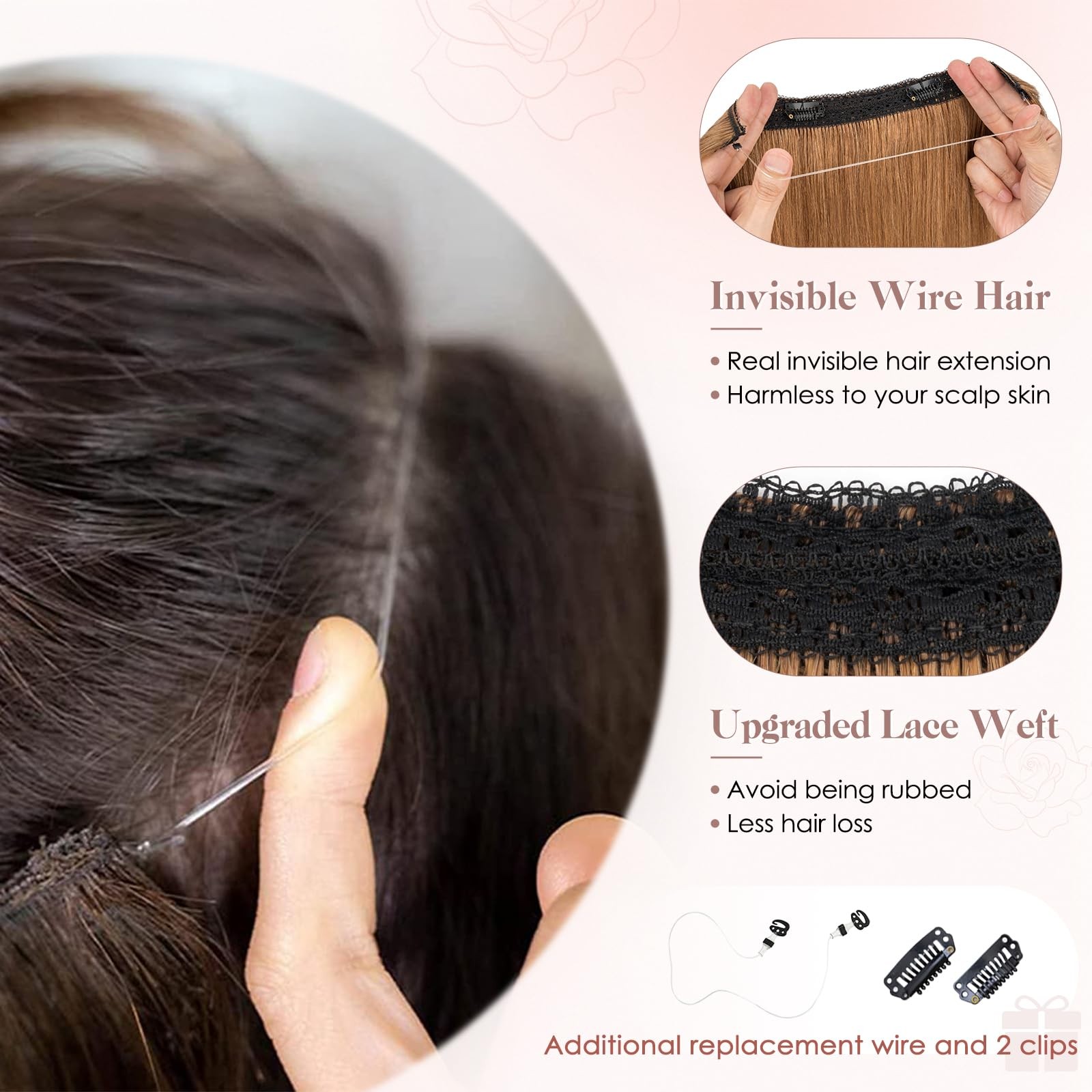 S-Noilite Halo Hair Extension Invisible Wire In Real Remy Human Hair Extensions