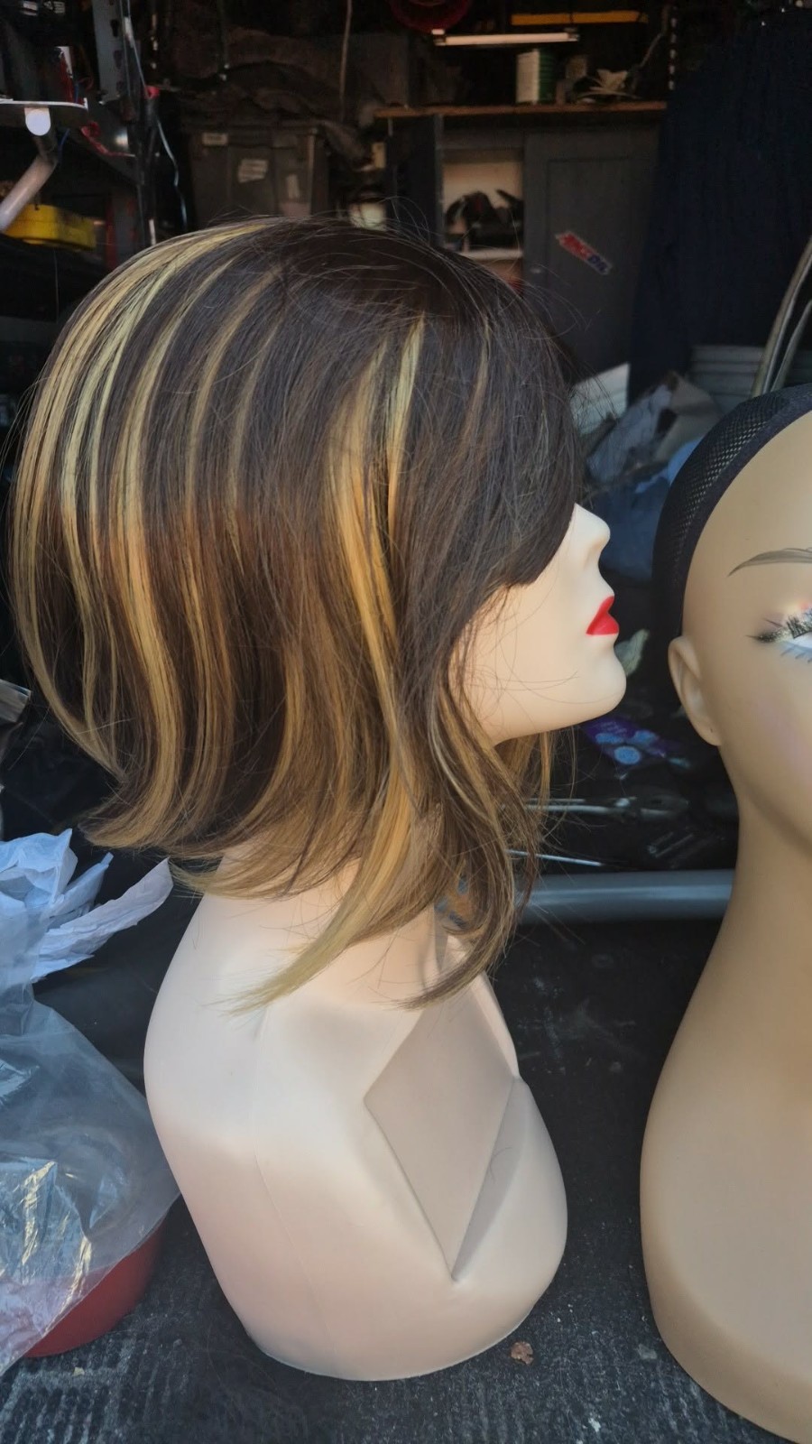 Front Lace Women’s Straight Layered Wig With Bangs Dark Brown Golden Brown Nat
