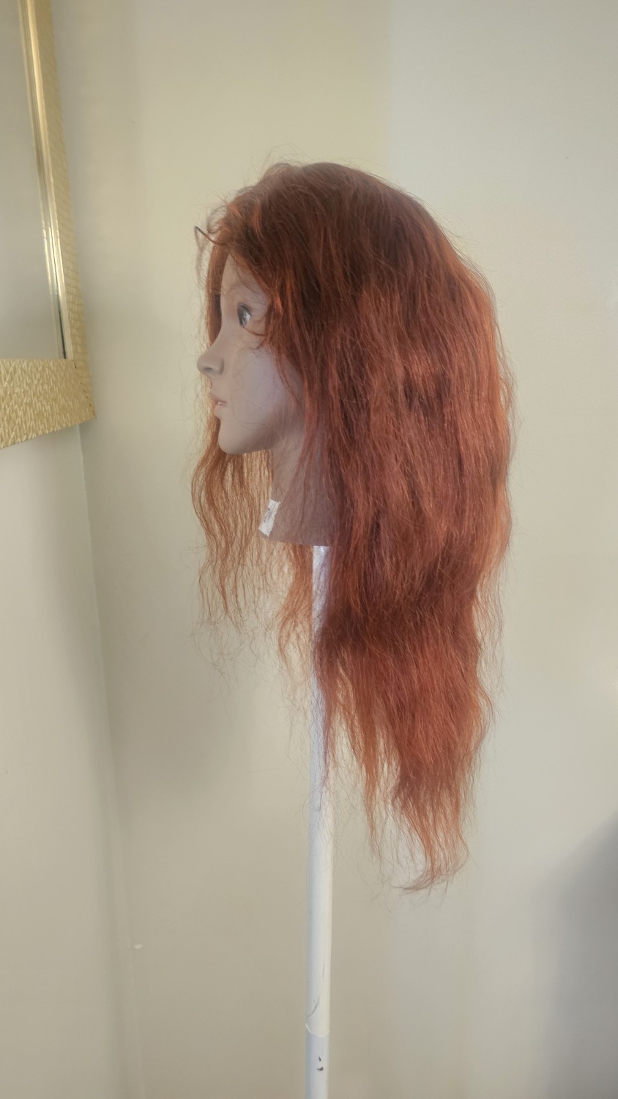 High-Quality Regular Top 24″ Copper Red Wavy 150% Virgin Human Hair Lace Wig
