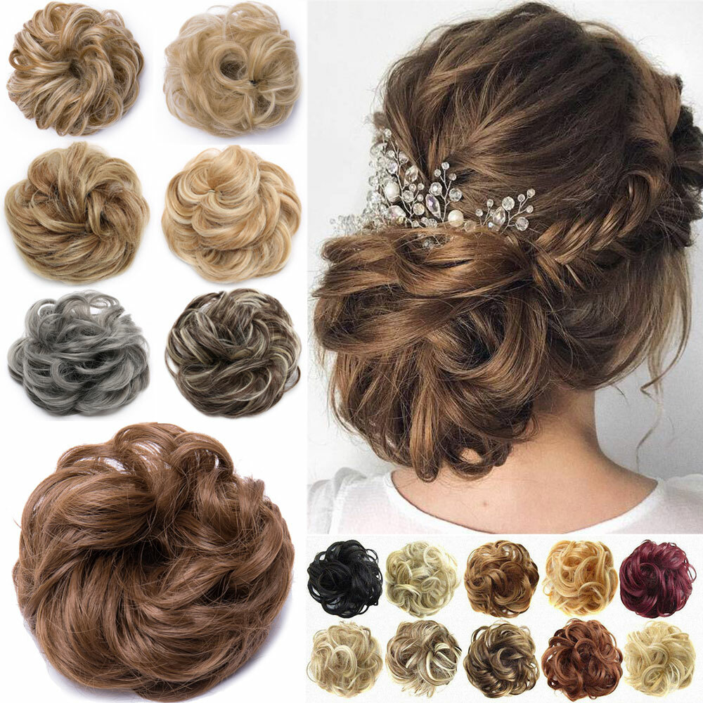 Natural Curly Hair Extension Hairpiece Bun Updo Scrunchie Pony Tail As Human US