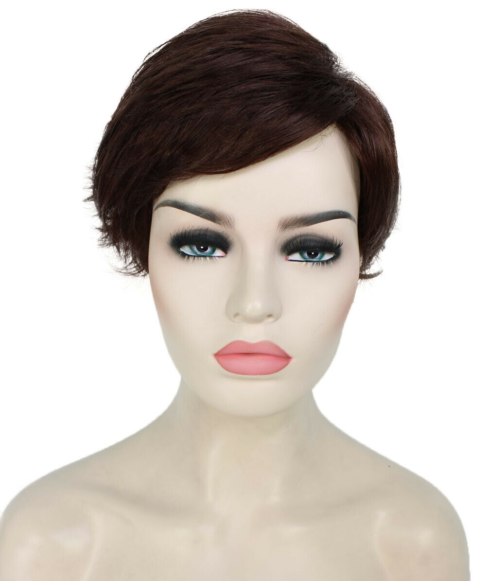 Dorothy – Straight Kanekalon Synthetic Fiber Full Wig, 2-4.5 in, Dark Auburn