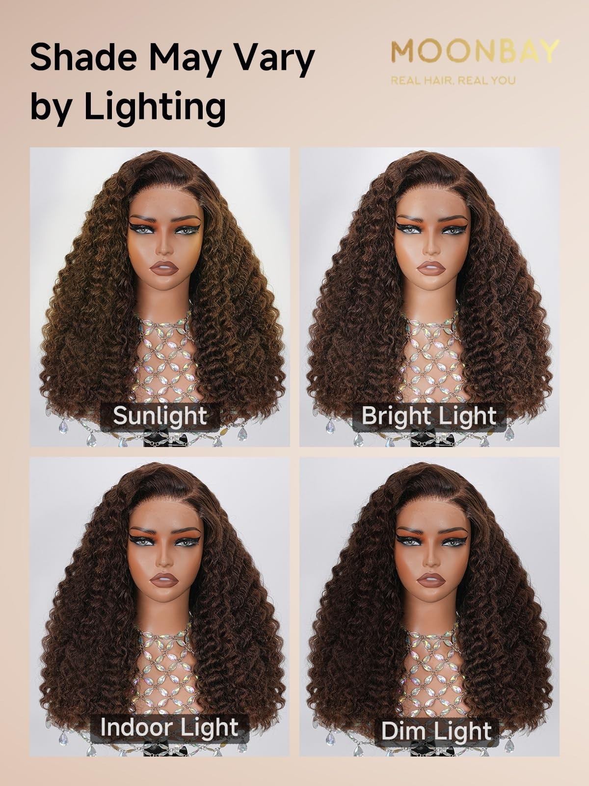 22in Chocolate Brown Deep Wave Glueless Human Hair Wig – 5×5 HD Lace Closure, 20