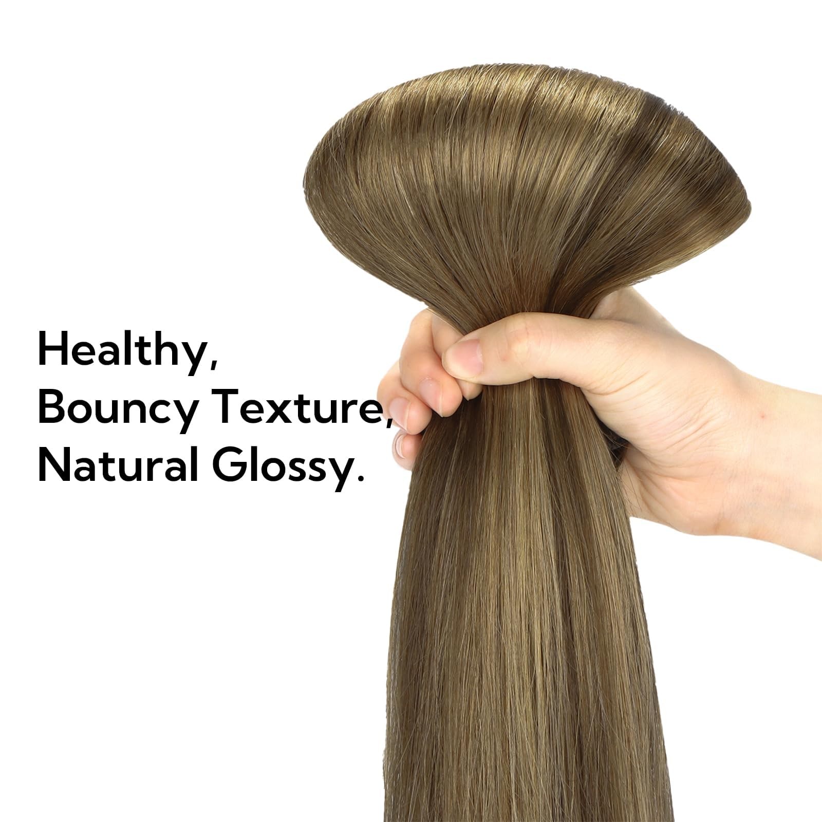 HOTBANANA 18″ 70g Clip-in Real Human Hair Extensions Chocolate Brown Balayage