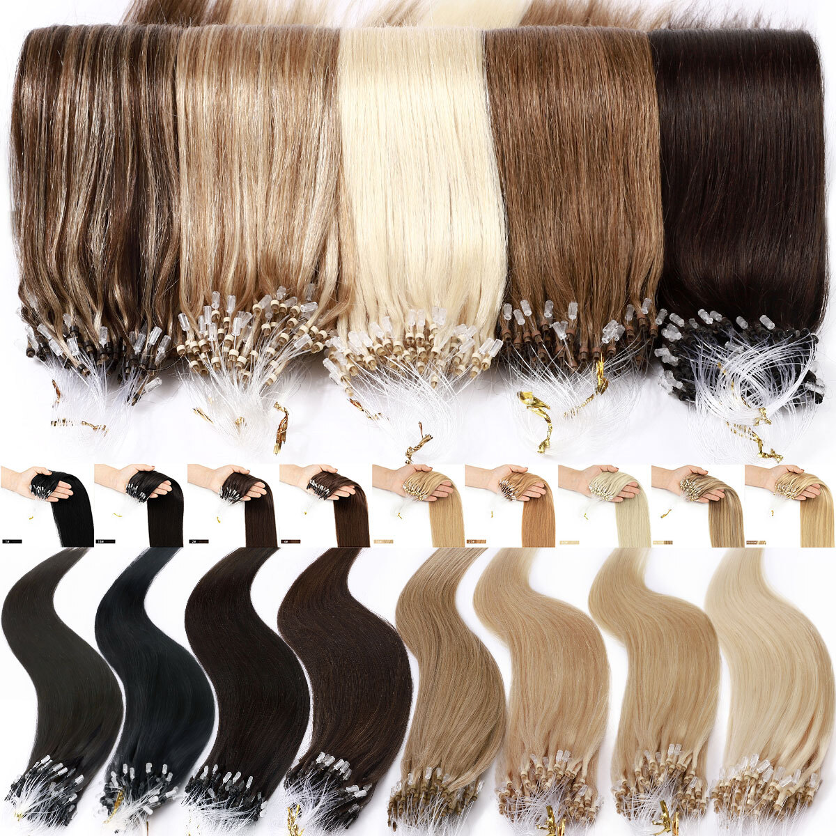 CLEARANCE Micro Loop Ring Beads Remy Human Hair Extensions Nano Tips 200G THICK