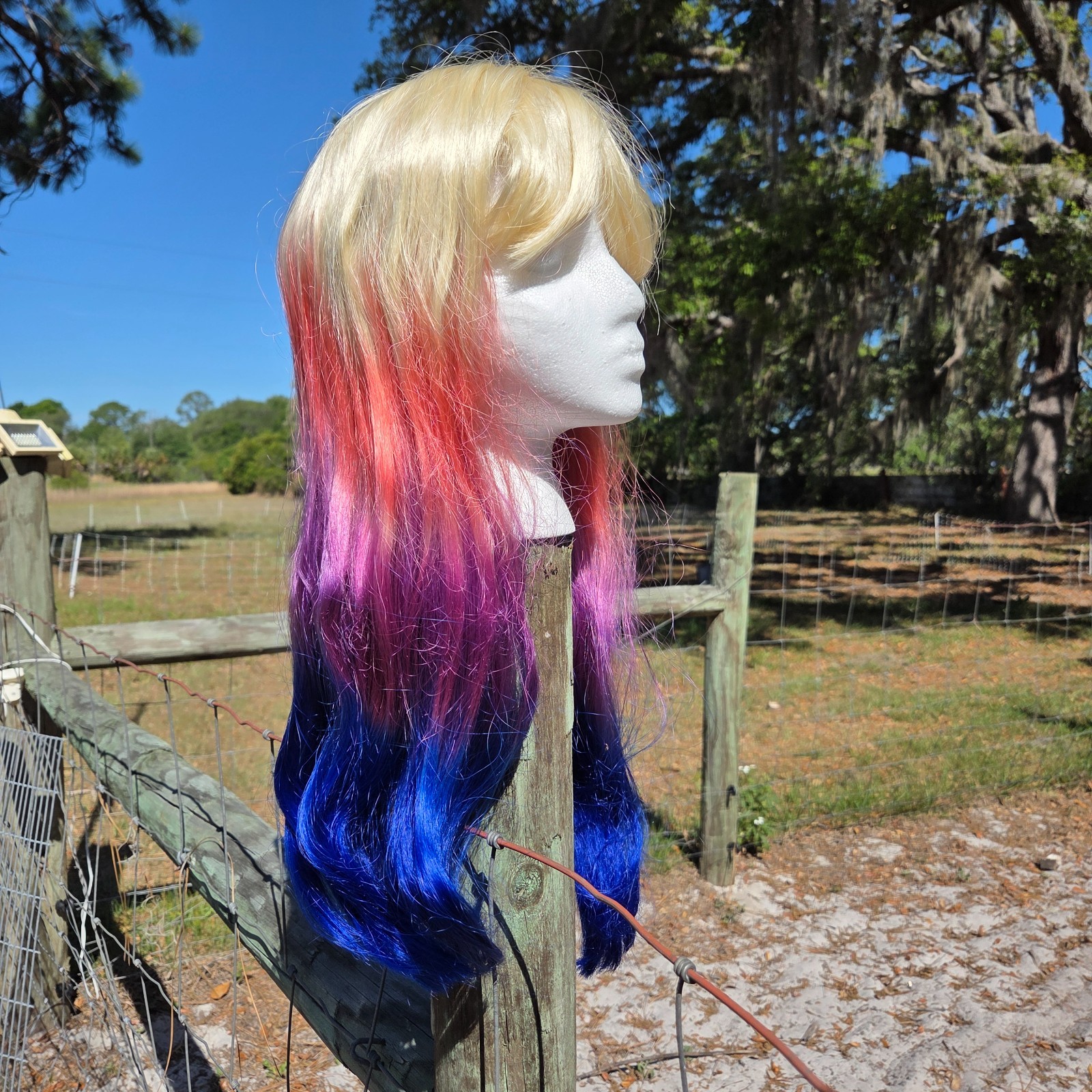 Jon Renau Full Lace Front Wig Long Colorful Bright Pride Blonde Bangs Dyed