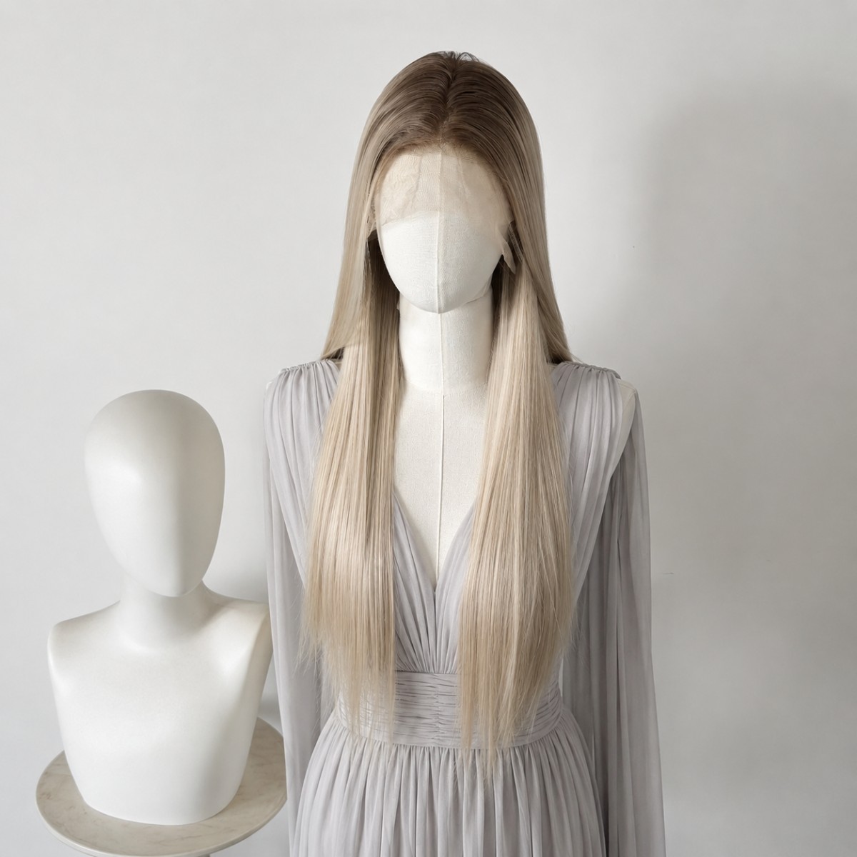 Ombre Blonde Frontal Lace Wig Long Straight Heat Resistant Hair Soft