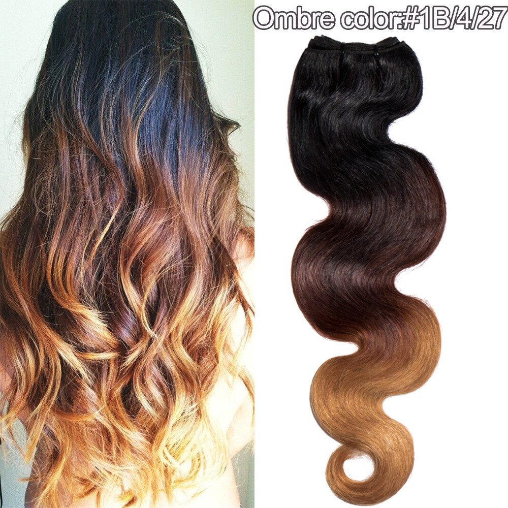 Ombre Virgin Human Hair Extensions 3 Bundles 300G Brazilian Weave Weft Full TB01