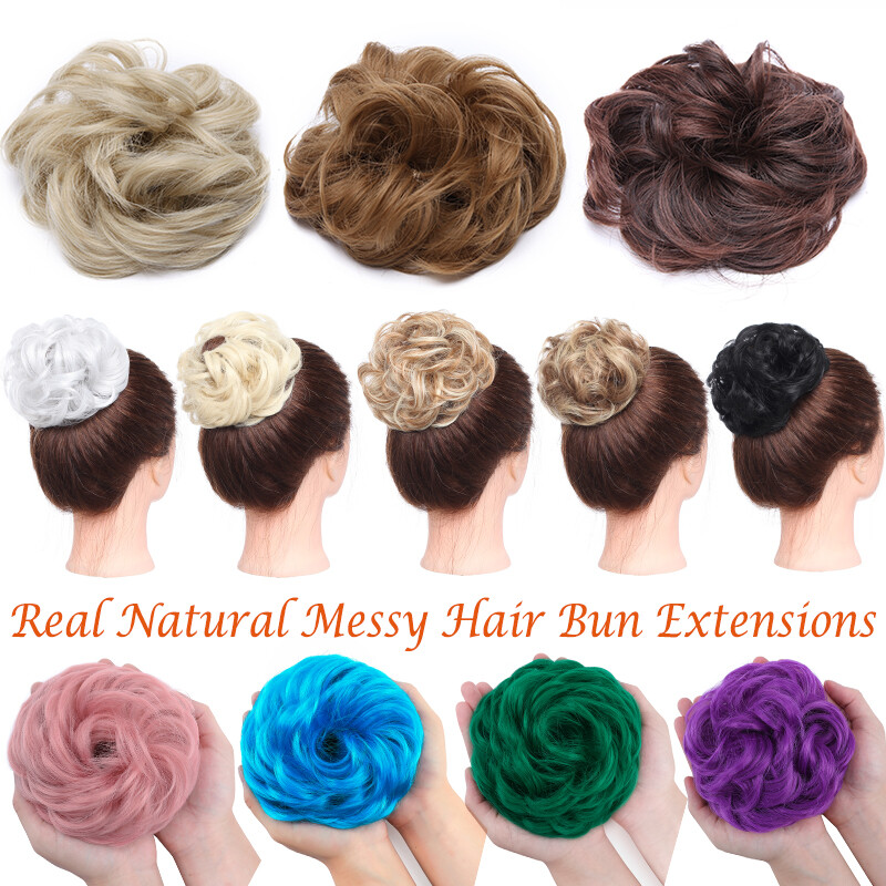 Curly Messy Bun Hair Piece Thick Scrunchie Hair Extensions Updo Natural as human