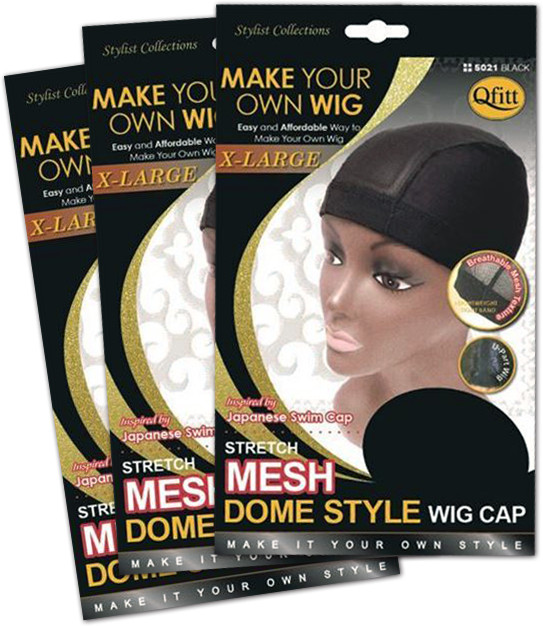 QFITT MESH DOME STYLE WIG CAP(3PCS) Black,Brown,Auburn,Beige Colors