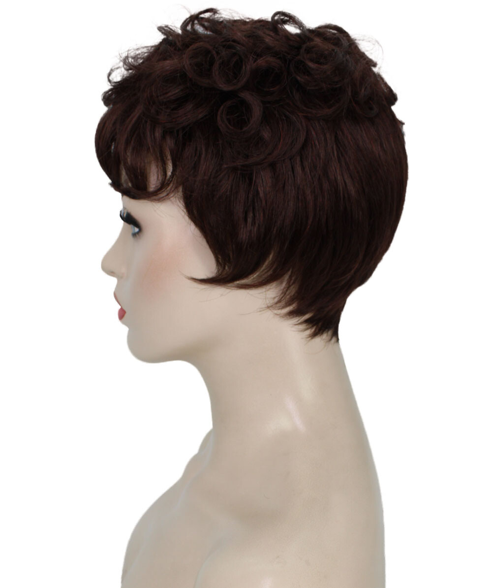 Veronica – Curly Kanekalon Synthetic Fiber Full Wig, 2-4.5 in, Dark Auburn
