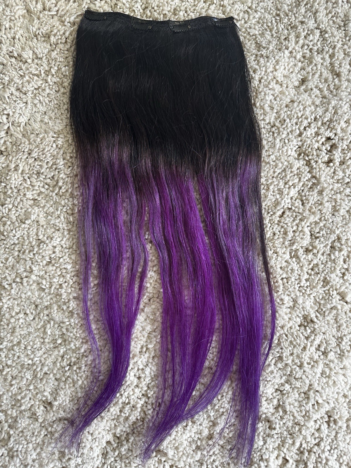 BELLAMI LACE WEFT CLIP-IN BLACK DARK BROWN/VIOLET PURPLE OMBRE 22 INCH 220 GRAMS