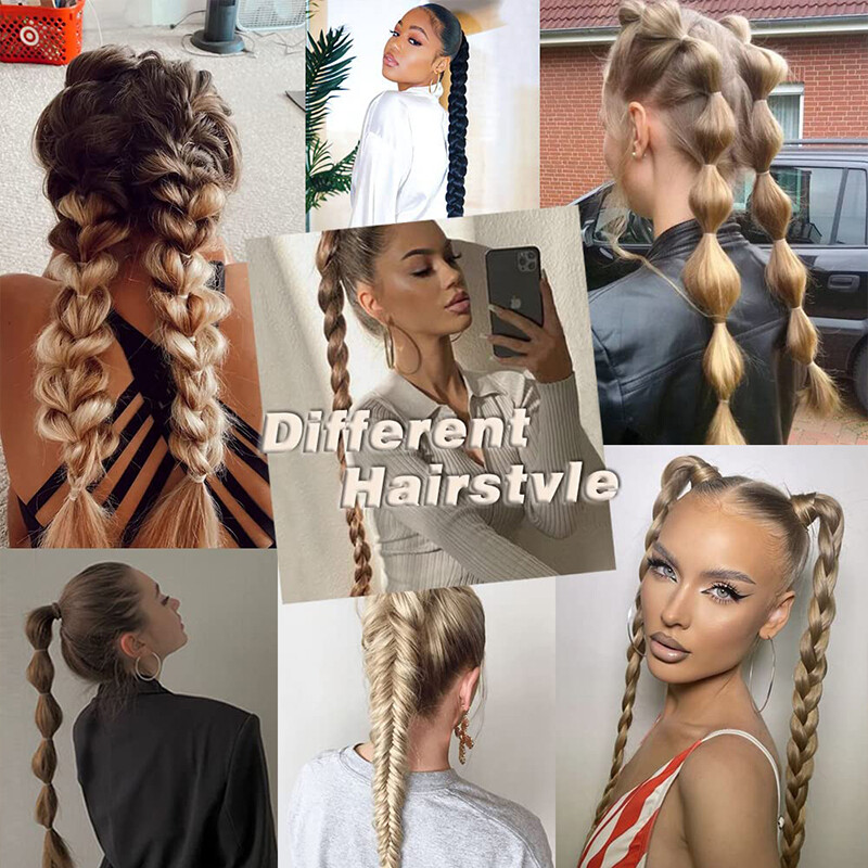 Braid Ponytail Long Wrap on Pony Tail Braids Hair Extension Thick Real AS Human