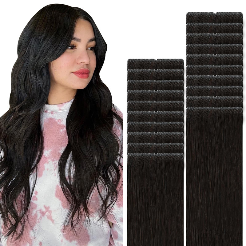 Vinbao Invisible Hair Extensions Tape In Invisi Edge Off Black 45G 20Pcs 16In