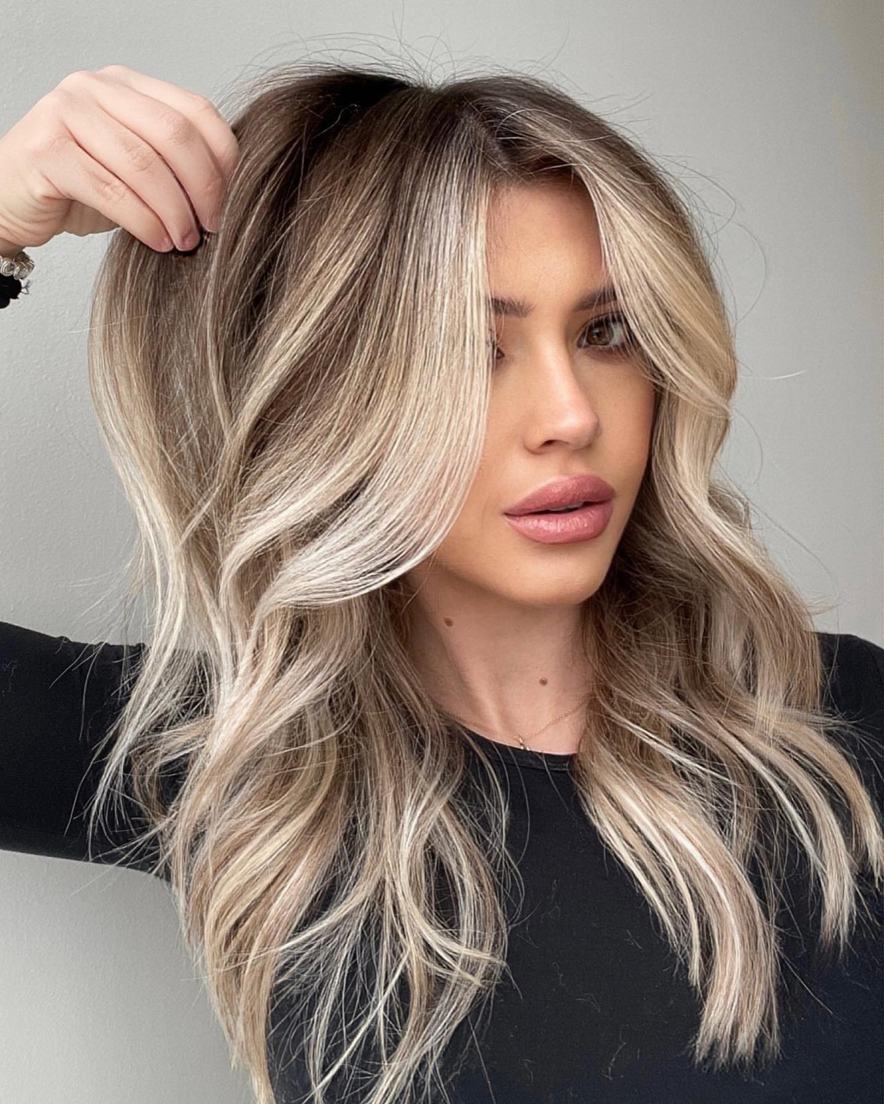 Ash Brown Wave Wigs with Blonde Highlight100% Real Human Hair Lace Front Wigs