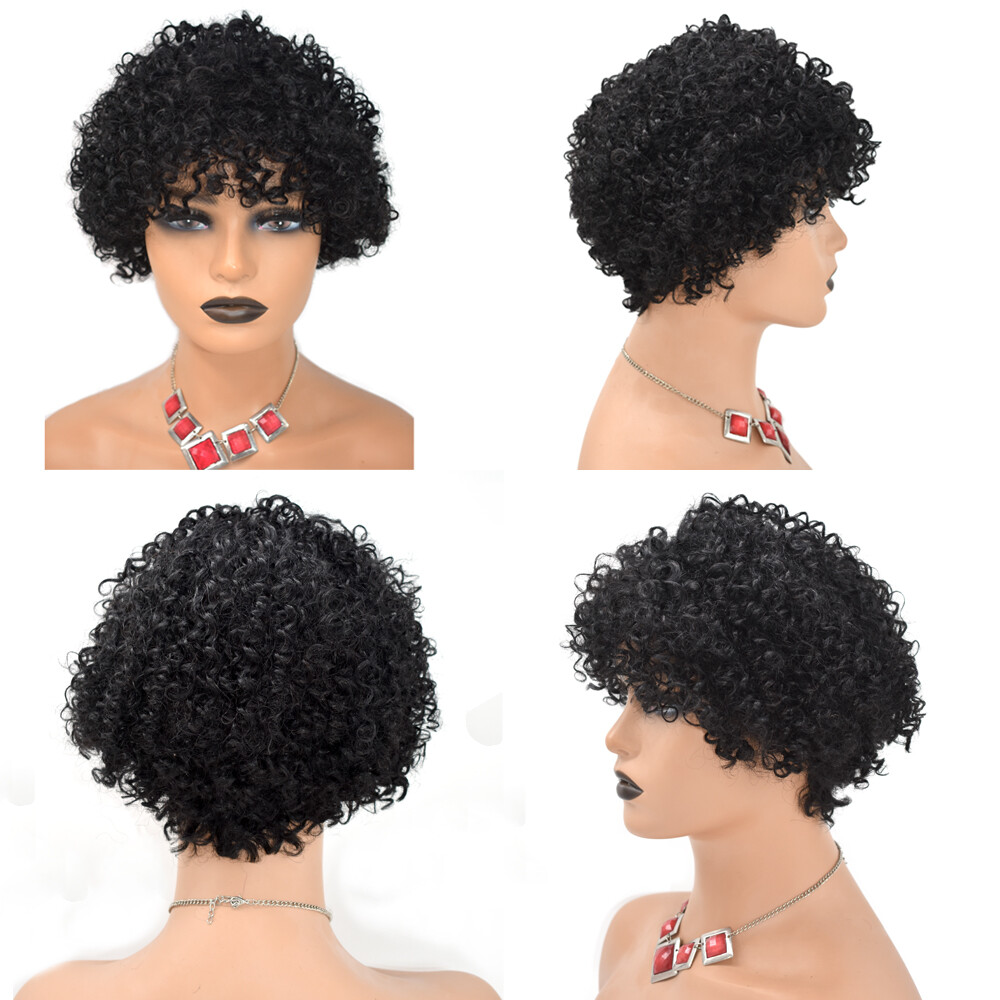 Kinky Curly Afro Wig Short Human Hair Wigs for Black Women Brazilian Natural US