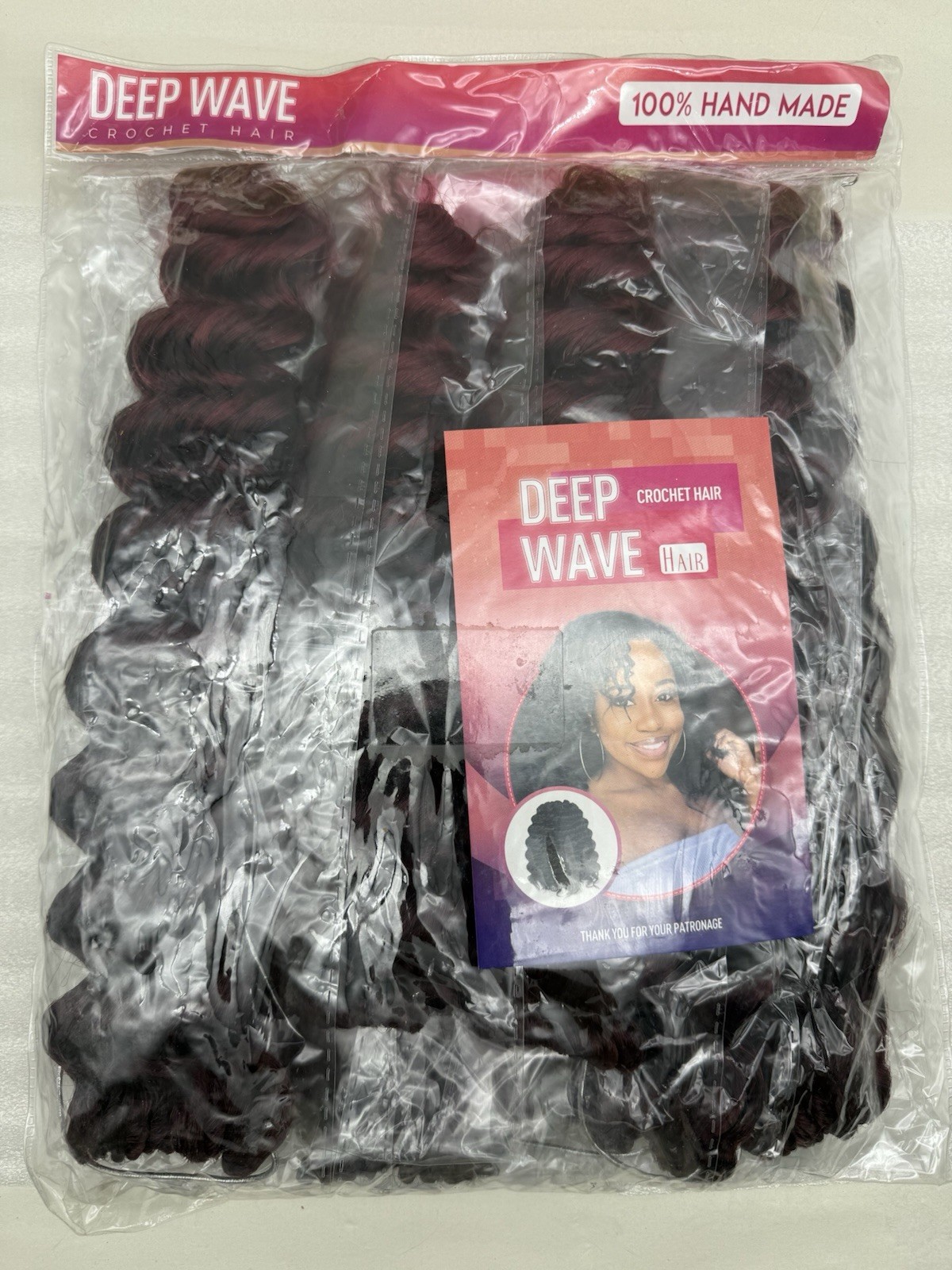100% HandMade Deep Wave Crochet Hair Deep Curly Extensions 11″ Burgundy Red READ