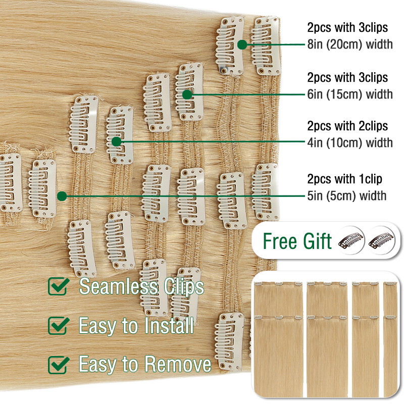 10-24″ Double Wefts Clip in 100% Remy Human Hair Extensions Full Head Long THICK