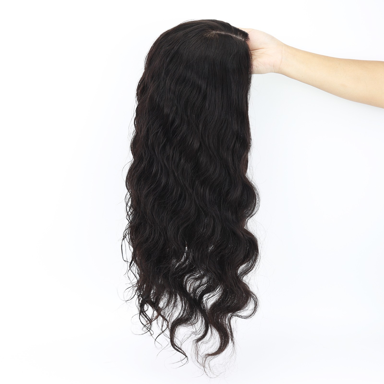 Silk Base Topper With Fishing Line Same Length 150% Density Double Drawn Toupee