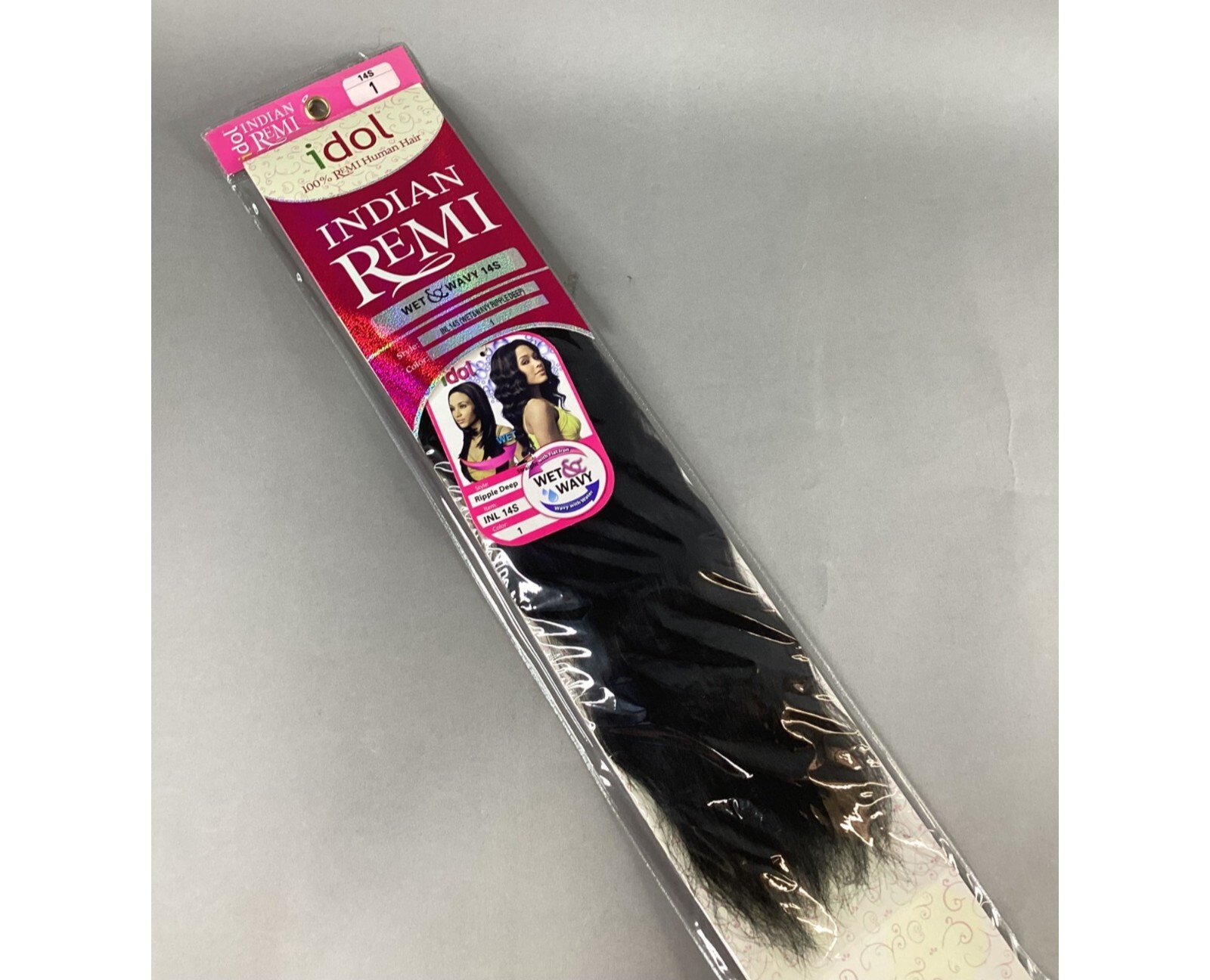 14s Idol Ripple Deep #1 Jet Black Indian Yaki 100% Human Hair Extensions