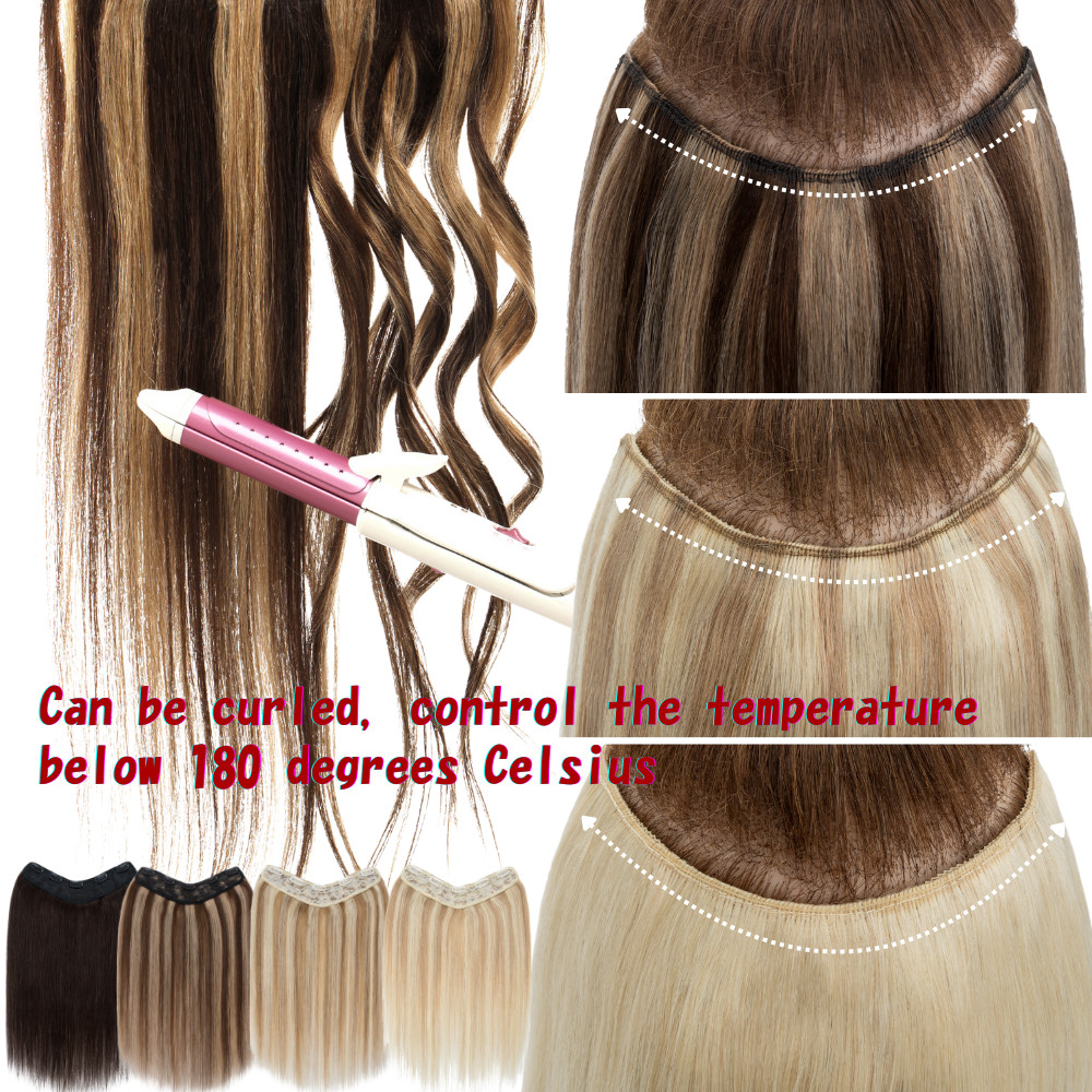 REAL Remy V-shaped Clip In 100% Human Hair Extensions Thick One Piece Full Head