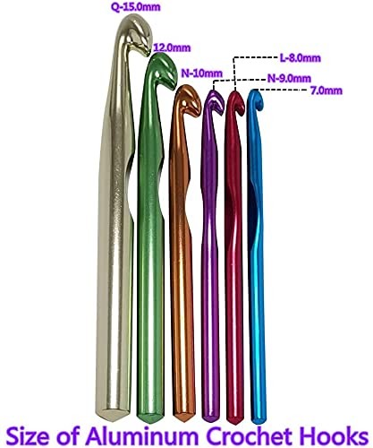 Large Aluminum Crochet Hooks Set 7mm, 8mm, 9mm,10mm, 12mm, 7.0-15.0mm, Purple