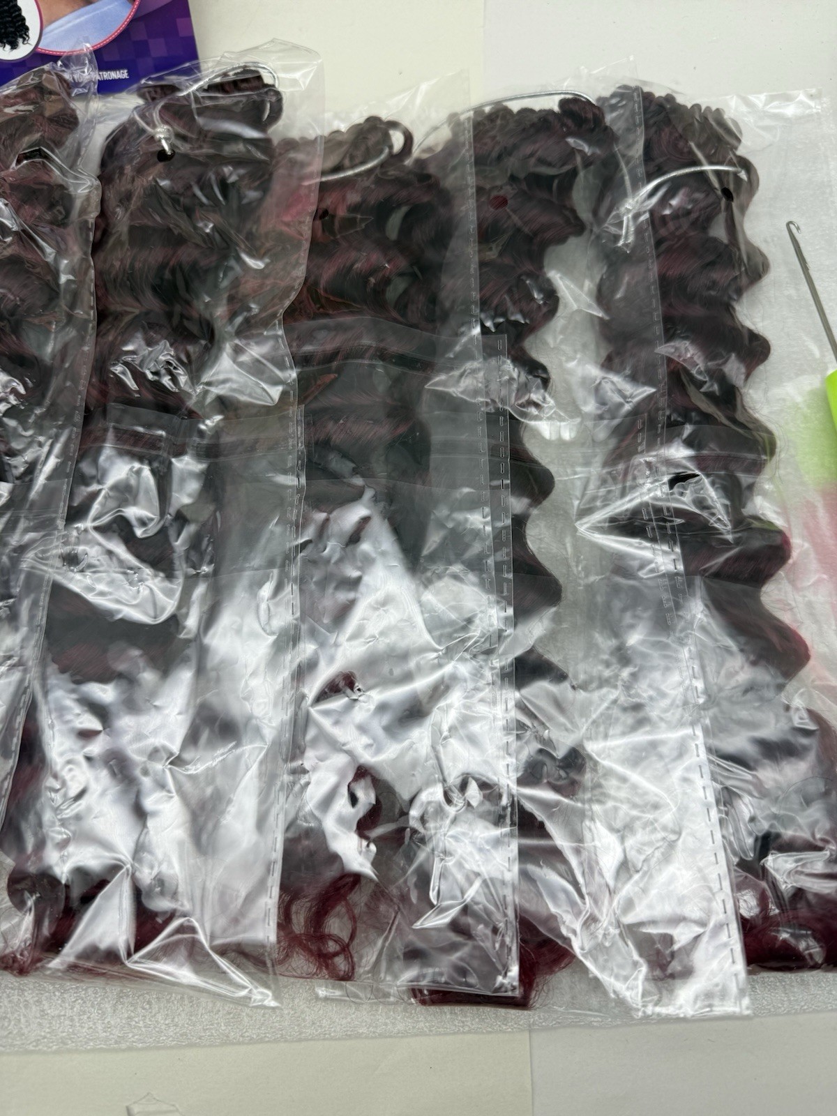 100% HandMade Deep Wave Crochet Hair Deep Curly Extensions 11″ Burgundy Red READ