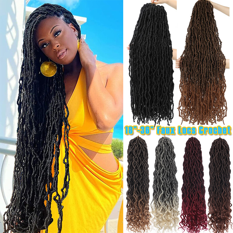 Soft Faux Locs 16-36″ 120 Strands Super Long Goddess Locs Crochet Hair Natural