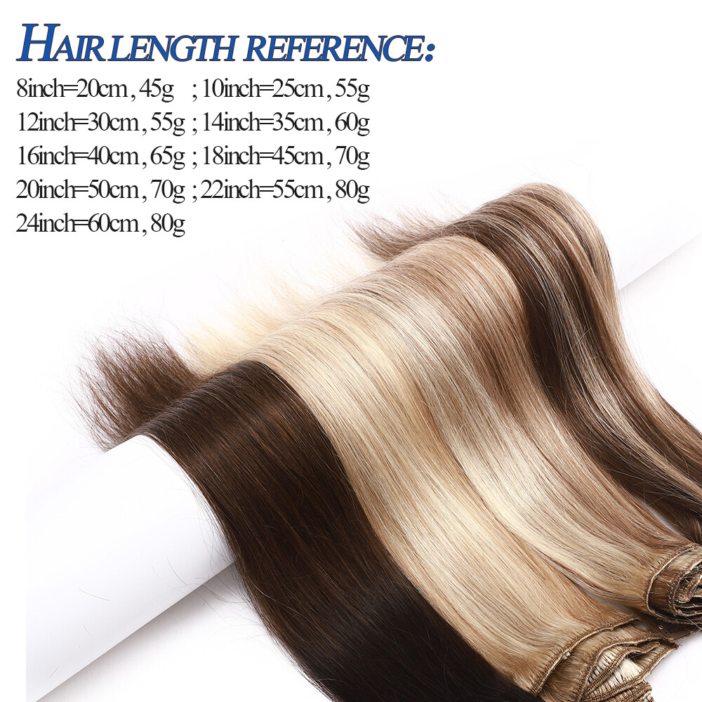 CLEARANCE Clip in 100% Real Human Hair Extensions 8 Pieces Remy Full Head 8″-24″