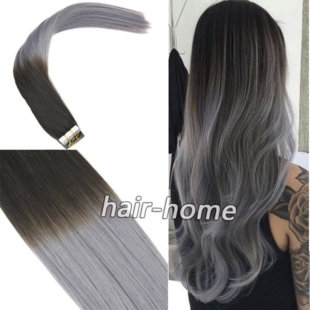 Tape in Human Hair Extensions Invisible Skin Weft Real Brazilian HairBalayage12A