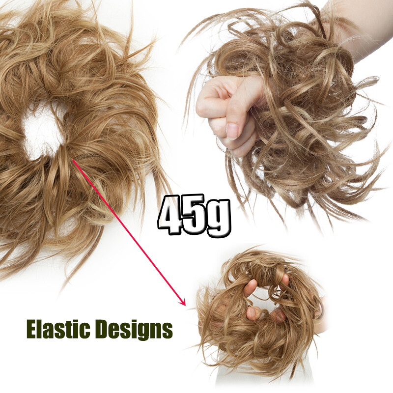 7″ Fluffy Messy Bun Scrunchie Updo Ponytail Hair Extensions Curly Natural Thick