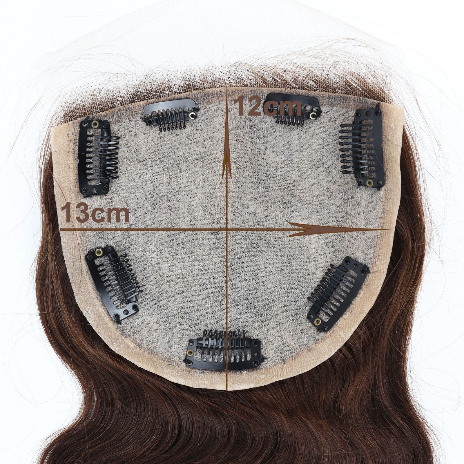 Medium Brown Clip In Human Hair Topper For Women Fashion Silk Top Hair Extension