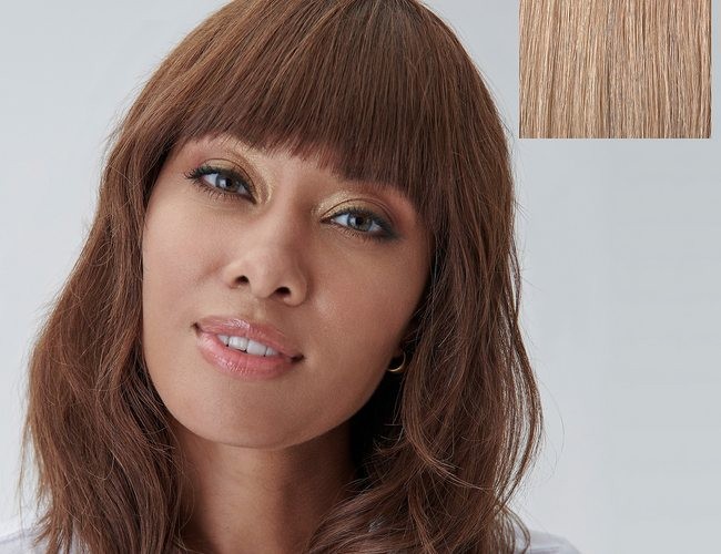 STYLD by KEN PAVES Espresso Black Blunt Bangs Hair Extensions Human New Clip In