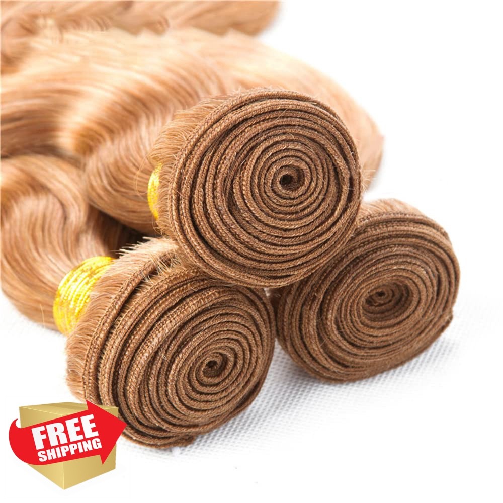 Poirewsa 12 14 16 Inch #30 Light Brown Body Wave Bundles