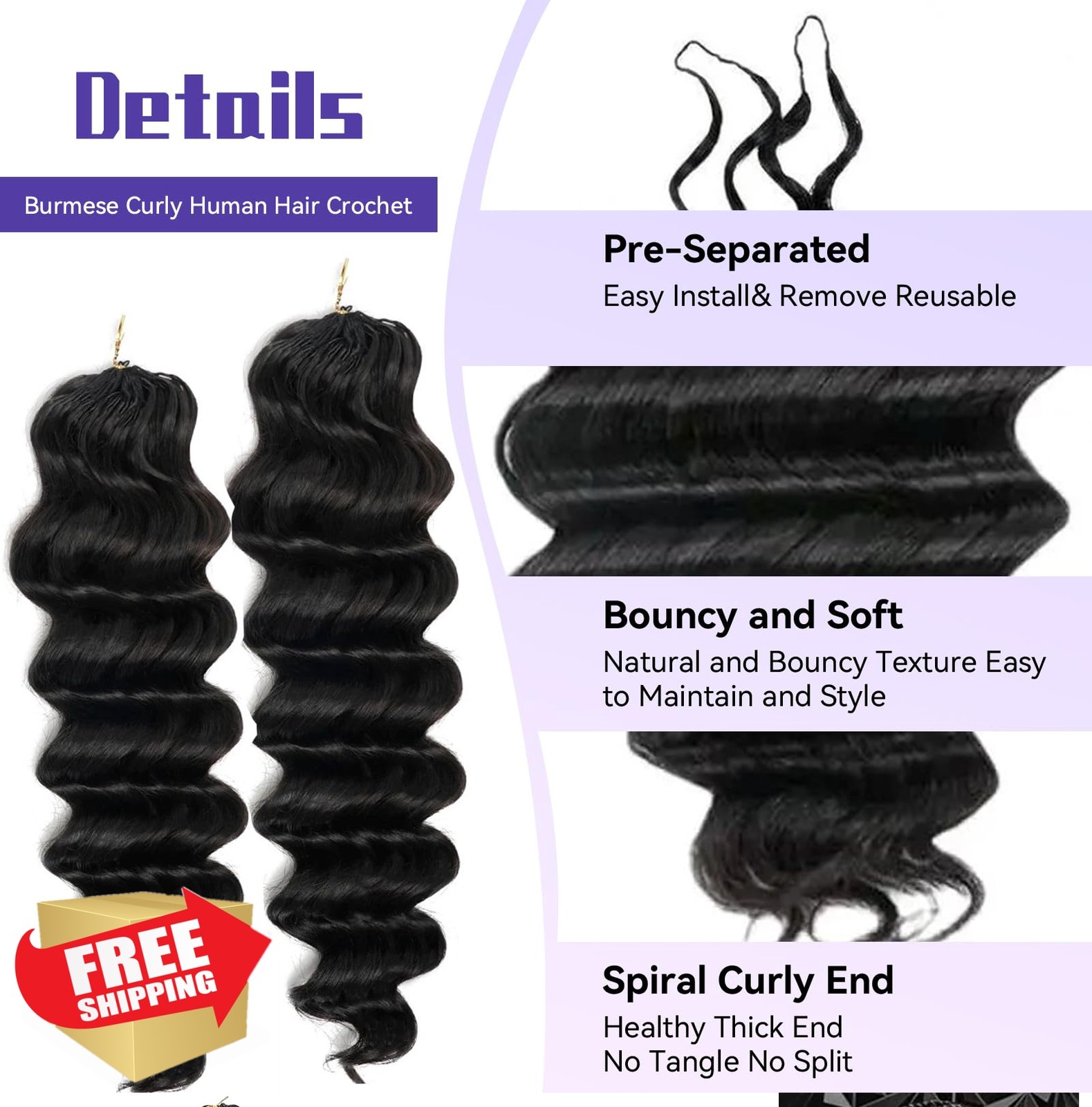 Sherico 18 Inch Black DW-60G Deep Curly Crochet Hair