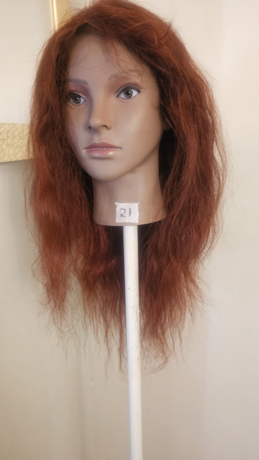 High-Quality Regular Top 24″ Copper Red Wavy 150% Virgin Human Hair Lace Wig